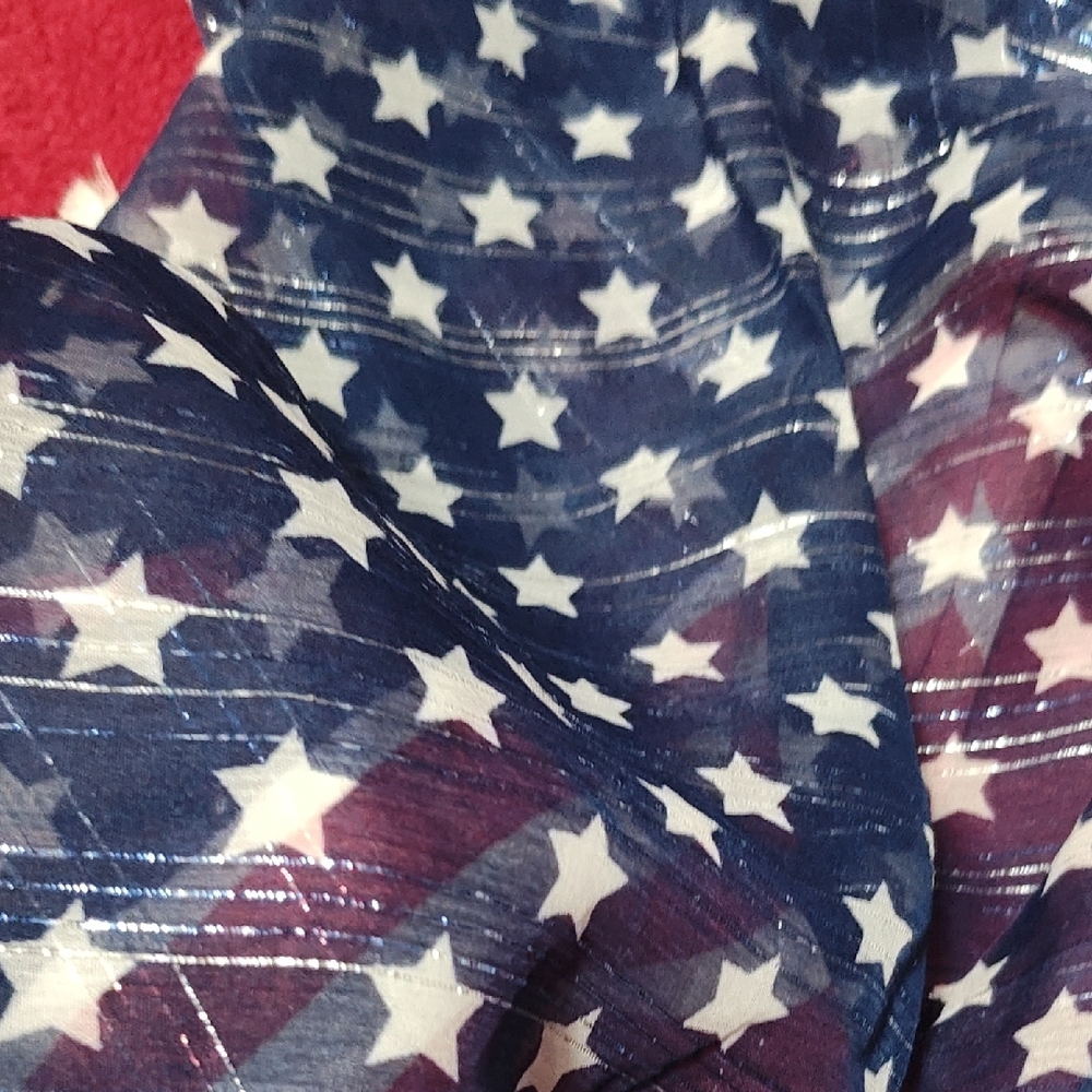 Stein Mart Red Scarf with Stars and Stripes - Picture 10 of 11